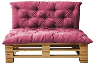 chilly pilley® cuscino per pallet trapuntato con imbottitura in fiocchi di schiuma - cuscino del sedile e schienale - per interni ed esterni, molti colori - rosa