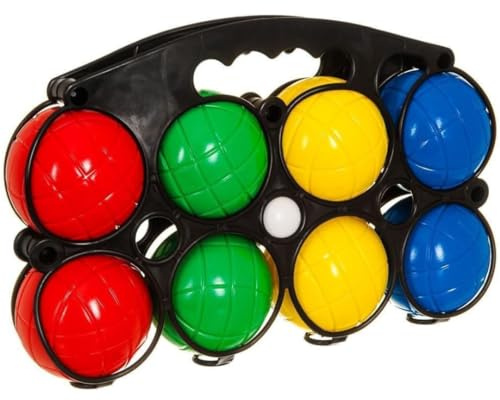 LND Gifts Outdoor Boules Game Set, 8 Plastic Bowling Balls with Jack Ball, Outdoor Games For Kids, Beach Games, Camping Games, Petanque Game With Carry Case, Family Fun at the Beach or Garden