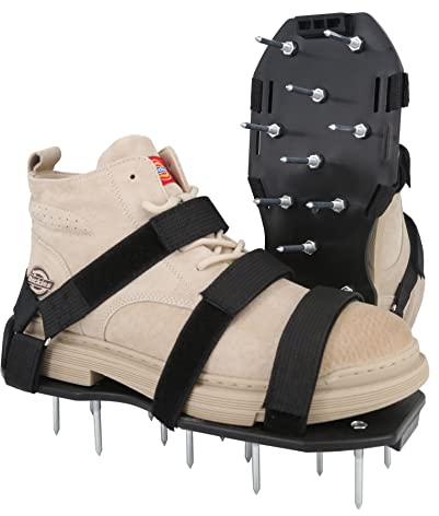 Lawn Aerator Shoes with Dual Straps On Instep Heavy Duty Spiked Aerating Sandals Shoes for Effective Aerating Universal Size Pre-Assembled Lawn Scarifier and Aerator for Lawns Yard Patio Garden Grass