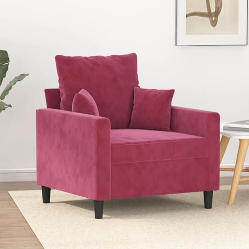 LAPOOH Sessel Weinrot 60 cm Samt, Fernsehsessel, Kinosessel, Lesesessel, Tv Sessel, Ohrensessel, Armsessel, Seselstuhl Wohnzimmer - 359287
