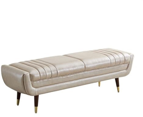 guiling-1986 Sitzbank für Schlafzimmer Nachttischhocker, leichter, luxuriöser Garderoben-Sofabank, geöltes gewachstes Leder, Schuhputzhocker, Schlafzimmer-Nachtbank Bettbank(A,150 * 45 * 45cm)
