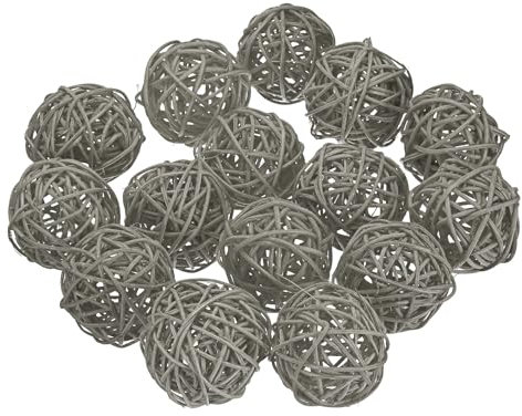 sourcing map 15 Pcs Wicker Rattan Balls, 2inch Wood Decorative Balls Vase Fillers for Centerpiece Bowl Orbs Fillers Tree Wedding Home Decor, Light Grey