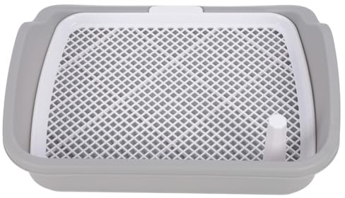 Hundetrainingstoilette, Hundetoilette, Herausnehmbares Gitter, Spritzwand, Führungspfosten, Robust, Auslaufsicher, für Kleine Haustiere (Gray)