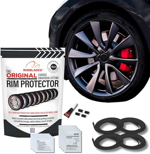Rimblades Original Black Alloy Wheel Protectors - Fits Up to 22” x 4 Wheels | For Curved/Round Edge Wheels | 9 Colour Options | Easy DIY Fit | Car Exterior Accessory