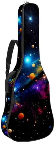 Gitarrentasche für Akustikgitarre mit zwei Taschen, ästhetische Galaxie, Sternenhimmel, wasserabweisend, doppelt verstellbarer Schultergurt, Gitarrentasche, Ästhetische Galaxie Sternenhimmel,