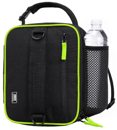 MIER Kühltaschen kein Lunchtasche faltbar mit wasserdichtem Oxford Stoff erweiterbar isolierte Lunchbox Taschen Mini Kühltaschen für Männer für Arbeit/Picknick/Reisen-Schwarz und Grün