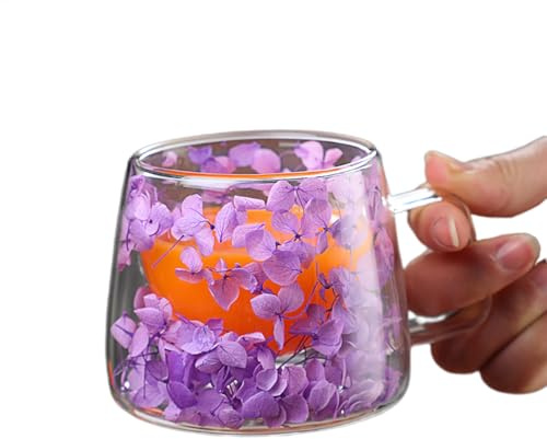 Taza De Café Con Flores En Capas, Taza De Café Con Flores, Taza De Café Con Flores, 200 Ml, Taza De Flores Secas - Tazas De Café Con Aislamiento De Doble Pared, Tazas De Café Creativas Con Manic