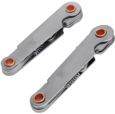 Gewindelehre aus Edelstahl, Gewindelehre Messlehre, Gewindeschablone, Gewindemesslehre, Metrisches Messwerkzeug, Schraubenabstandsmesswerkzeug, Gewindelehre Metrisch 60 Grad und Zoll 55 Grad, 2Stück