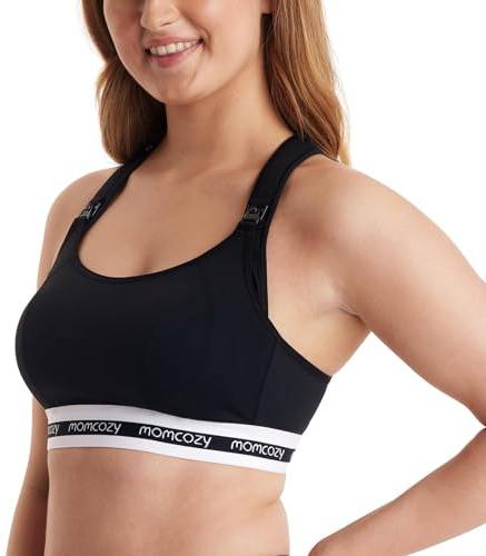 momcozy Reggiseno Allattamento FB011, Reggiseno Sportivo a Basso Impatto, Morbido Senza Fili con Coppe Imbottite, Supporto per Gravidanza e Allattamento al Seno,L