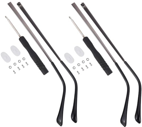 GORGECRAFT 2 set kanonmetall glasögon tempel armar glasögon ersättning ben tillbehör glasögon ben universal glasögon reparation ram tempel ersättning med skruvmejsel skruvbricka för glasögon