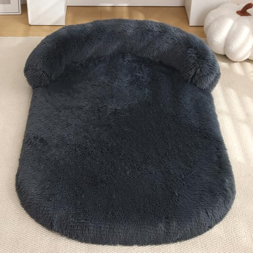 Yuly Hundebett Flauschig Grosse Hunde XXL,Orthopädisches Hundekissen,Memory Foam Hundekorb,Waschbar Hundesofa,Rutschfester Unterseite,Hundecouch mit Hohem Rand (80x60x12cm,Dunkelgrau)