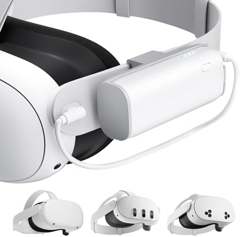 SUPERUS Battery Pack for Meta Quest 3/3S & Oculus Quest 2, 5000mAh, PD20W Fast Charging, Extra 2-3H Playtime, Compatible with Original & Elite Straps, Lightweight Portable Rechargeable VR Accessories