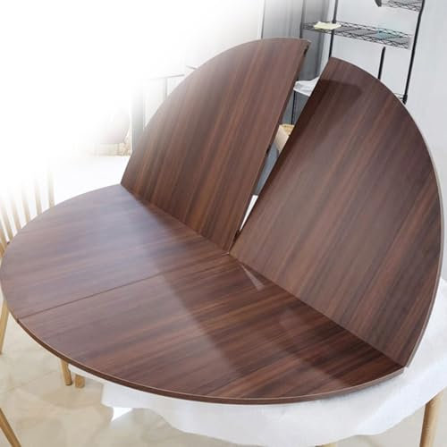 Table ronde pliable pour une utilisation en intérieur - Table de banquet ronde pliable avec design moderne - Plateau de table de salle à manger facile à ranger - Finition bois de noyer - Taille : 200