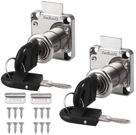 2 Pack Cam Lock 22mm with 4 Keys - Secure Cabinet Lock for Furniture, Mailbox, Drawer, Cupboard, Office & Household Use