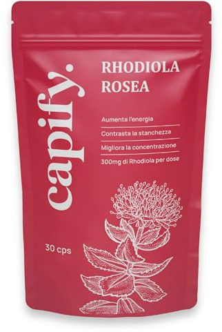 Capify. Rhodiola Rosea - Contro Stanchezza Fisica e Mentale - Estratto di Rodiola Rosea ad Alto Dosaggio - 30 capsule - Made in Italy
