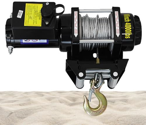 Cabrestante EléCtrico Resistente Al Agua De 3000 Lb A 4000 Lb, Cabrestante Para AutomóVil De 12V/24V, Con Control Con Cable E InaláMbrico, Para Remolque Todoterreno, RecuperacióN En Arena,4000lb-12V
