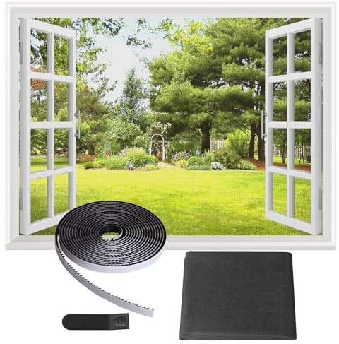 FLYZZZ Fliegengitter Fenster - 120X500cm Insektenschutz Fenstertenschutz für Schiebefenster und Dachfenster mit Fiberglas netz -und Klettband, Diy Ohne Bohren