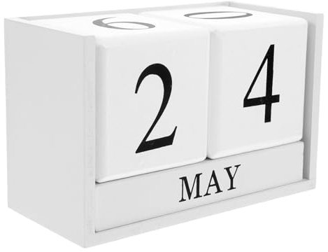 NUOBESTY Bordskalender av trä, evig kalender för skrivbord, vintage kalenderblock med vikbar design för klassrum och kontor
