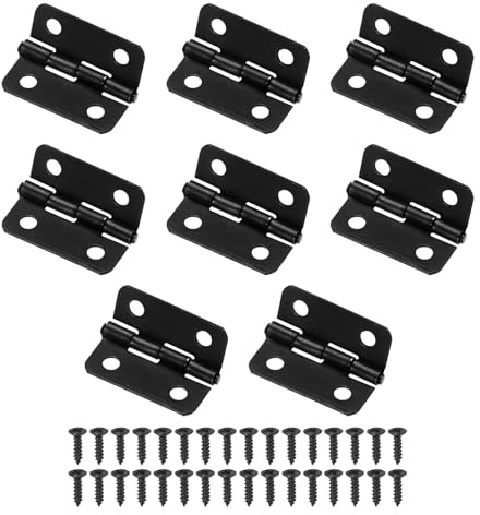 M METERXITY 8-Pack Door Hinges, 3/4in (18mm) Electroplated Iron Interior Door Folding Butt Mini Hinges with Screw for Wooden Box/Jewelry Box/Cabinet [Black]