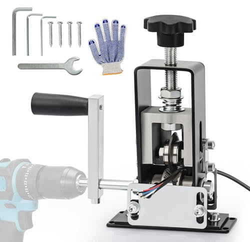 Wire Stripper Machine – Cable Stripper Tool for 1-25mm Wire&Cable Recycling, Dual Mode Hand Crank & Drill Powered, Adjustable Blade Wire Stripping Machine for Copper,Aluminum