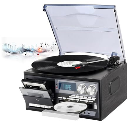 Tocadiscos de vinilo retro, tocadiscos de audio para el hogar, radio digital AM/FM, discos antiguos, tocadiscos con altavoz, reproductores de música USB