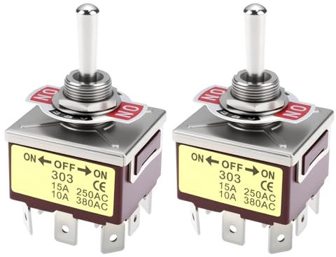 Be In Your Mind 2 Unidades Interruptor de Palanca TPDT de 9 Pines E-TEN303 KN3C-303 Interruptor de 3 Posiciones Mantenido