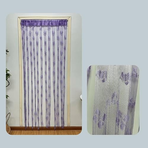Highdi Tenda di Perline per Porta, String Tenda per Porte Singola Anti Mosche Insetti Divisorio, Stampa Farfalla Decorazioni per Cucina, Camera da Letto, Soggiorno (Viola,100x200cm)