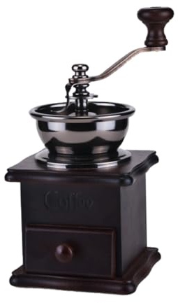 Alipis Moulin à Café Manuel Style Vintage avec Broyeur Céramique Moulin à Grains pour Usage Domestique Finition Foncé