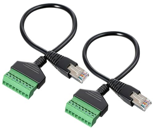 FdcZeyxior 2 Packs RJ45 Breakout, RJ45 Male to 8 Pins Screw Terminal Connector Ethernet Terminal Adaptor Connector for Cat7/Cat6/Cat5/Cat5e Ethernet Extender CCTV Digital