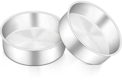 HaWare 5 Inch Cake Tin, Stainless Steel Round Baking Pan Set of 2, Birthday Wedding Layer Cake Tin for Baking Roasting Serving, Healthy & Non-Toxic, Mirror Polished & Dishwasher Safe (13cm)