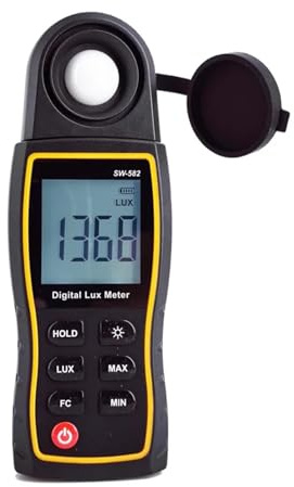 luxmetro digitale, SW-582 Misuratore Di Luce Digitale Lux Tester Illuminamento Portatile LCD 0-199999 Lux/Fc Fotometro Tascabile For La Crescita E Piante per Case Agricoltura Magazzini