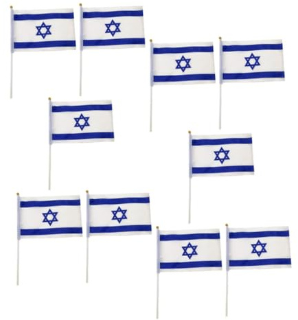 CIYODO 10 pièces Drapeaux Israël à Main Polyester Léger Décoration Extérieure Festival National Maison Party