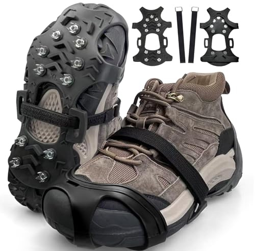 Crampons Randonnée,Crampon Chaussures Neige,Crampons pour Marche sur Neige,Crampon Antidérapants Chaussures,pour Hommes et Femmes,Idéaux pour Randonnée sur Neige et Marche,L