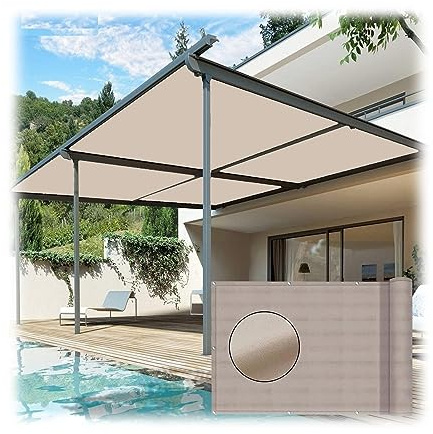 Baldacchino rettangolare beige, 3 x 5 m, bordi rinforzati, tessuto durevole 165 g/m², resistente alle intemperie, tenda da esterno per pergola, posto auto coperto, patio, riparo