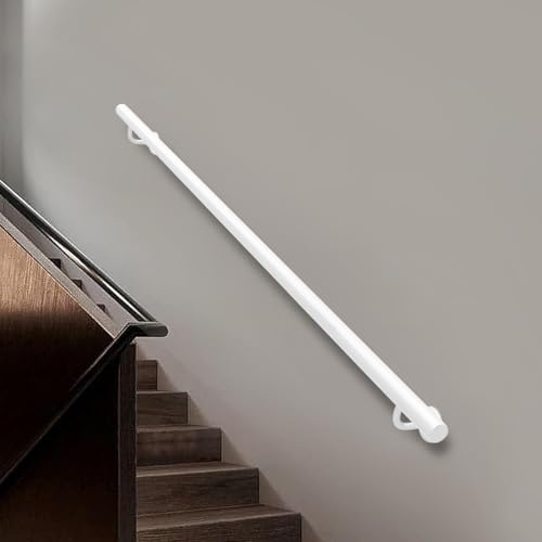 Corrimano per Scale per Pareti Ringhiera di Sicurezza in Ferro Metallo Bianco da 30-600cm Corrimano per Scale Moderne per Corridoio Interno Esterno di Villa Loft Kit Completo(120cm)