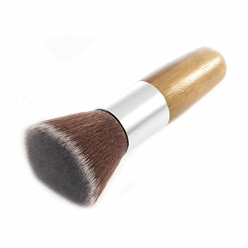 Pinceau à fond plat avec manche en bois pour fard à joues et poudre