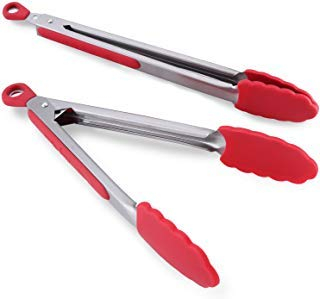Premium Silicone Kitchen Tongs Heat Resistant Cooking BBQ Stainless Steel Handle