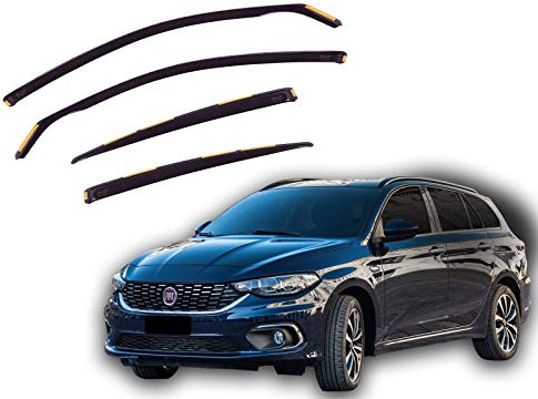 J&J AUTOMOTIVE Windabweiser passend für FIAT Tipo ab 2016 4tlg, Heko Regenabweiser Vorne Hinten Getönt Dunkel Passform