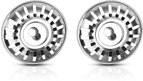 CZ Store Filtro de Tapón de Desagüe | 79mm | Pack de 2 | ✮GARANTÍA DE por Vida✮ - Acero Inoxidable para Fregadero con Sello de Goma, 20 Agujeros Pequeños - Atrapa Pelo, Residuos en Drenaje