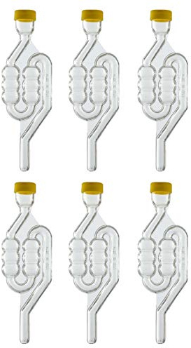 North Mountain Supply Six-Bubble Plastic Airlocks for Fermentation – Pack of 6 – BPA-Free and Shatter-Resistant – Made in Italy