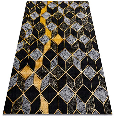 Modern GLOSS matta snygg, glamour, art deco, 3D geometrisk svart/guld 180x270 cm