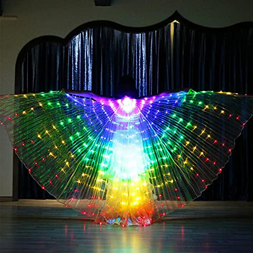 ALEOHALTER LED-Bauchtanzflügel, Isis-Flügel, Schmetterling, leuchtende Flügel, Engel-Kostüm, mit Teleskopstäben für Bühnenshow, Halloween, Weihnachten, Party