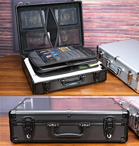 Deluxe-Aluminium-Safe für Dokumente, feuerfeste Box für Reisepass, Papiere, Akten, Dokumente, Wertsachen, Geldorganisation