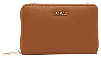 L.CREDI Women's FLIPPA Bi-Fold Wallet, Cognac