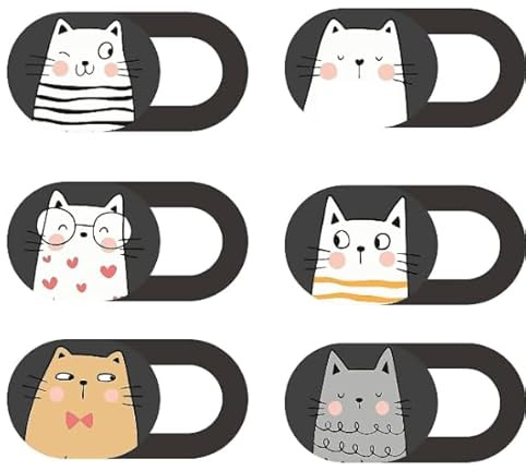 Mizi Webcam Privacy Cover Slide [6 Pack], Cute Camera Blocker Sticker, Protect Your Privacy and Security for Computer, Laptop, Tablets & Phones - Cat