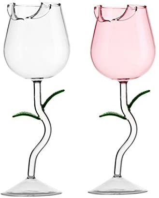 AYAROS Lot de 2 verres à vin en forme de rose pour fête, mariage, Saint-Valentin, 150 cm