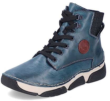 Rieker Damen High-Top Sneaker 45943, Frauen Halbschuhe,high top Sneaker,Sneaker-Stiefeletten,mid Cut,straßenschuhe,blau (12),40 EU / 6.5 UK