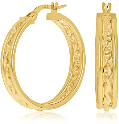 Italian 14k Yellow Gold Rope Creole Hoop Earrings 1 5mm 2.7 grams