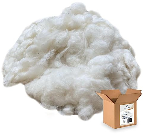 Cotton Stuffing by The Pfund - Raw Natural Cotton Füllung, Premium Cotton Fiber Füllung, Gekämmte Baumwolle für Kissen Stuffing, Puppen, Stuffed Tiere, Nesting Material für Vögel, Baumwolle für