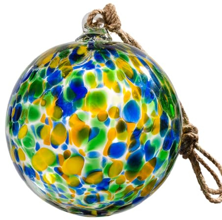 Oversized 6.9 in Glass Witch Ball - Hand Blown Gazing Balls Hanging for Window Kitchen Tree Glass Globes Christmas Ornaments Multicolor Friendship Balls Gifts for Women Outdoor Garden Decor